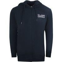 Reverse Logo Navy Blue Zip-Up Hoodie