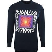 Asymmetric Box Design Navy Blue Sweatshirt