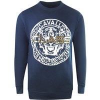 Cavalli Class Large Circle Logo Navy Blue Sweatshirt