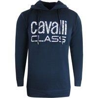 Cavalli Class Floral Logo Navy Blue Hoodie