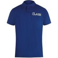 Vibrant Floral Logo Iris Blue Polo Shirt