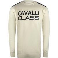 Cavalli Class Men's Taped Shoulder Beige Sand Sweatshirt | Size: 2XL