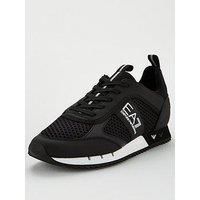 EA7 Mens B&w Mesh Run Running Style Trainers Black 7 UK