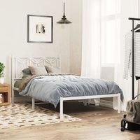 Berkfield Home Metal Bed Frame without Mattress with Headboard White 107x203cm | Size: 107x203 cm