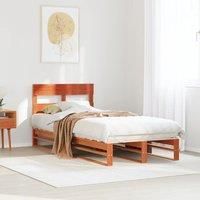 Berkfield Home Bed Frame without Mattress Wax Brown 75x190 cm Small Single Solid Wood Pine