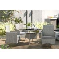 5Pc Rattan Dining Garden Furniture Set - Light Grey