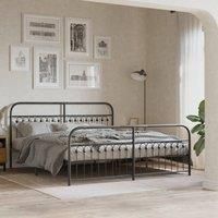 Berkfield Home Metal Bed Frame without Mattress with Footboard Black 183x203cm | Size: 183x203 cm