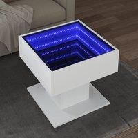 Berkfield Home Coffee Table with LED White 50x50x45 cm Engineered Wood | Size: 50 x 50 x 45 cm