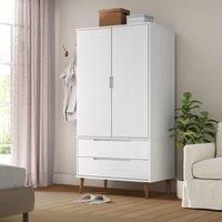 Berkfield Home Wardrobe MOLDE White 90x55x175 cm Solid Wood Pine | Size: 90 x 55 x 175 cm