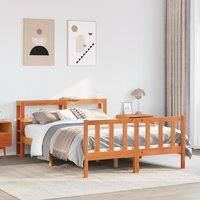 Berkfield Home Bed Frame with Headboard without Mattress Wax Brown 120x190 cm Small Double