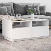Berkfield Home Coffee Table with LED Lights White 90x49x40 cm | Size: 90 x 49 x 40 cm