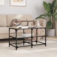 Berkfield Home Coffee Table with Black Glass Top 78.5x40x45 cm Steel