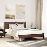 Berkfield Home Metal Bed Frame without Mattress Brown Oak 140x200 cm
