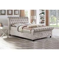 Sara Crush Velvet Sleigh Bed Frame With Memory Foam Mattress