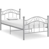 Bed Frame Grey Metal 100x200 cm