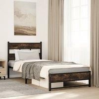Berkfield Home Metal Bed Frame without Mattress Smoked Oak 90x190 cm Single in Brown