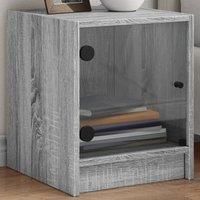 Berkfield Home Bedside Cabinet with Glass Door Grey Sonoma 35x37x42 cm | Size: 35 x 37 x 42 cm