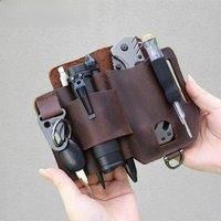 Leather Multitool Sheath, EDCs Pocket Organizer Sheath Daily Use EDC Flashlight Key Pen Holster