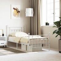 Metal Bed Frame with Headboard and Footboard White 90x190 cm Single