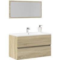Berkfield Home Bathroom Cabinet with Mirror Sonoma Oak 80x38.5x45 cm in Brown