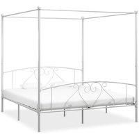 Canopy Bed Frame White Metal 6FT Super King