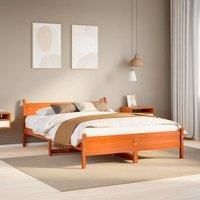 Berkfield Home Bed Frame without Mattress Wax Brown 135x190 cm Double Solid Wood Pine