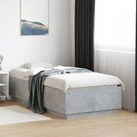 Berkfield Home Bed Frame with LED without Mattress Concrete Grey 90x190 cm Single