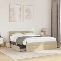 Berkfield Home Bed Frame with Headboard without Mattress Sonoma Oak 120x200 cm in Brown | Size: Small Double