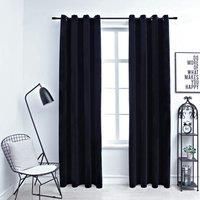 Berkfield Home Blackout Curtains with Rings 2 pcs Velvet Black 140x175 cm