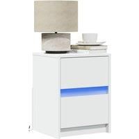 Berkfield Home Bedside Cabinets with LED Lights 2 pcs White Engineered Wood