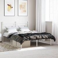 Berkfield Home Metal Bed Frame without Mattress with Headboard White 135x190cm | Size: 135x190 cm