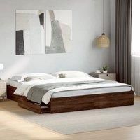 Berkfield Home Bed Frame with Drawers without Mattress Brown Oak 200x200 cm