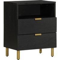Berkfield Home Bedside Cabinet Black 50x33x62 cm Engineered Wood | Size: 50 x 33 x 62 cm