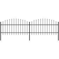 Berkfield Home Garden Fence with Spear Top Steel (1-1.25)x3.4 m Black