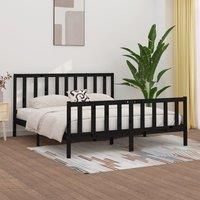 Bed Frame Black Solid Wood 200x200 cm