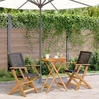 Berkfield Home 3 Piece Bistro Set Black Poly Rattan & Solid Wood