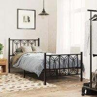 Berkfield Home Metal Bed Frame without Mattress with Footboard Black 90x200cm | Size: 90x200 cm