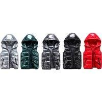 Unisex Black High Collar Parent-Child Cotton Vest with Thick Hood and Warmth