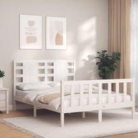 Bed Frame with Headboard White 120x200 cm Solid Wood