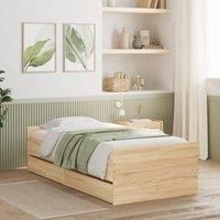 Berkfield Home Bed Frame with Drawers Sonoma Oak 90x190 cm Single in Brown