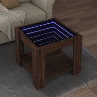 Berkfield Home Coffee Table with LED Brown Oak 53x53x45 cm Engineered Wood | Size: 53 x 53 x 45 cm