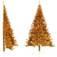 Berkfield Home Artificial Half Christmas Tree with Stand Gold 240 cm PET