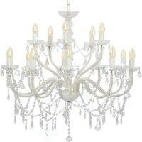 Chandelier 2-layer White 15 x E14 Bulbs