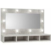 Mirror Cabinet with LED Concrete Grey 90x31.5x62 cm
