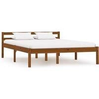 Bed Frame Honey Brown Solid Pine Wood 120x200 cm