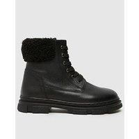 Schuh Charley Leather Fur Lace Up Junior Boots - Black