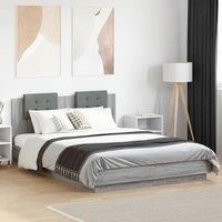 Berkfield Home Bed Frame with LED without Mattress Grey Sonoma 120x200 cm | Size: Small Double