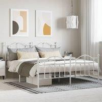 Metal Bed Frame with Headboard and Footboard White 183x213 cm