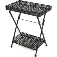 Folding Tea Table Vintage Style Metal 58x35x72 cm Black