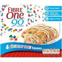 Fibre One 90 Calorie 4 Birthday Cake Squares 4 x 24g (96g)